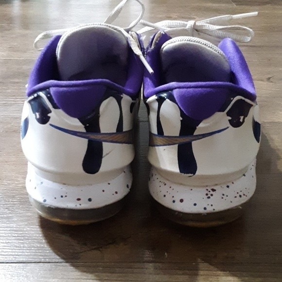 Nike Kid's KD VII GS, PBJ-WHITE/HYPER GRAPE-FUCHSIA FLSH-TM ORANGE, Youth Size 7 - Picture 3 of 16